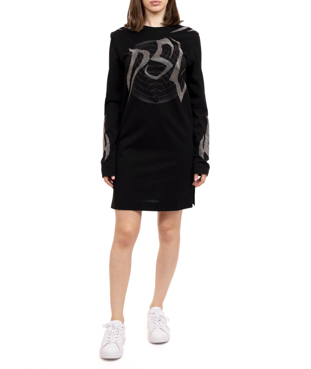 DIESEL Черное хлопковое повседневное платье, фото 2