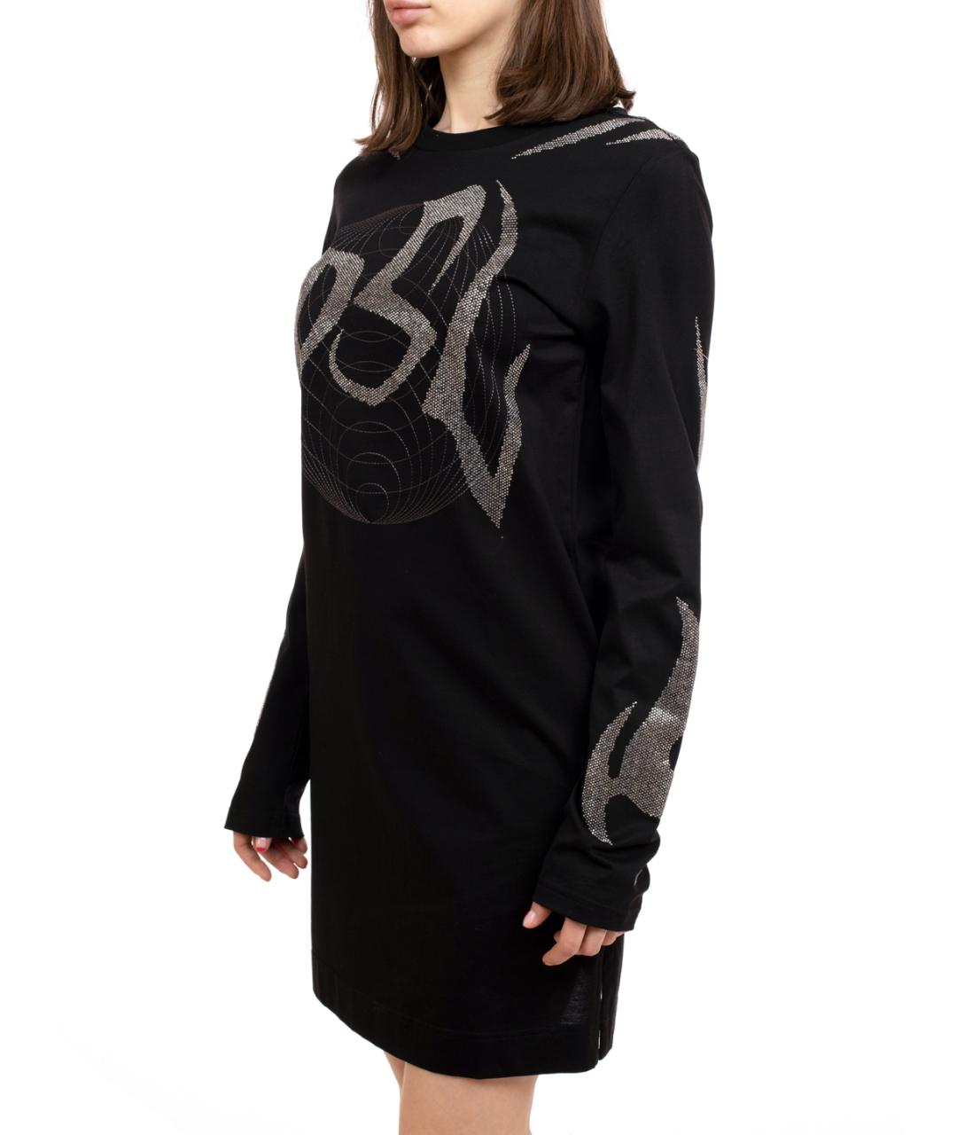 DIESEL Черное хлопковое повседневное платье, фото 3