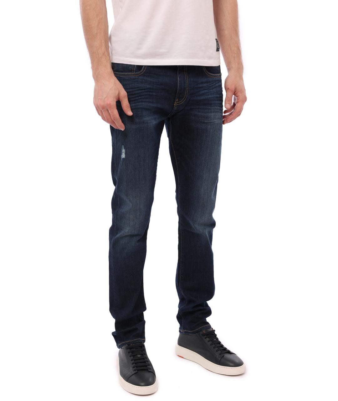 ARMANI EXCHANGE Синие хлопковые прямые джинсы, фото 3