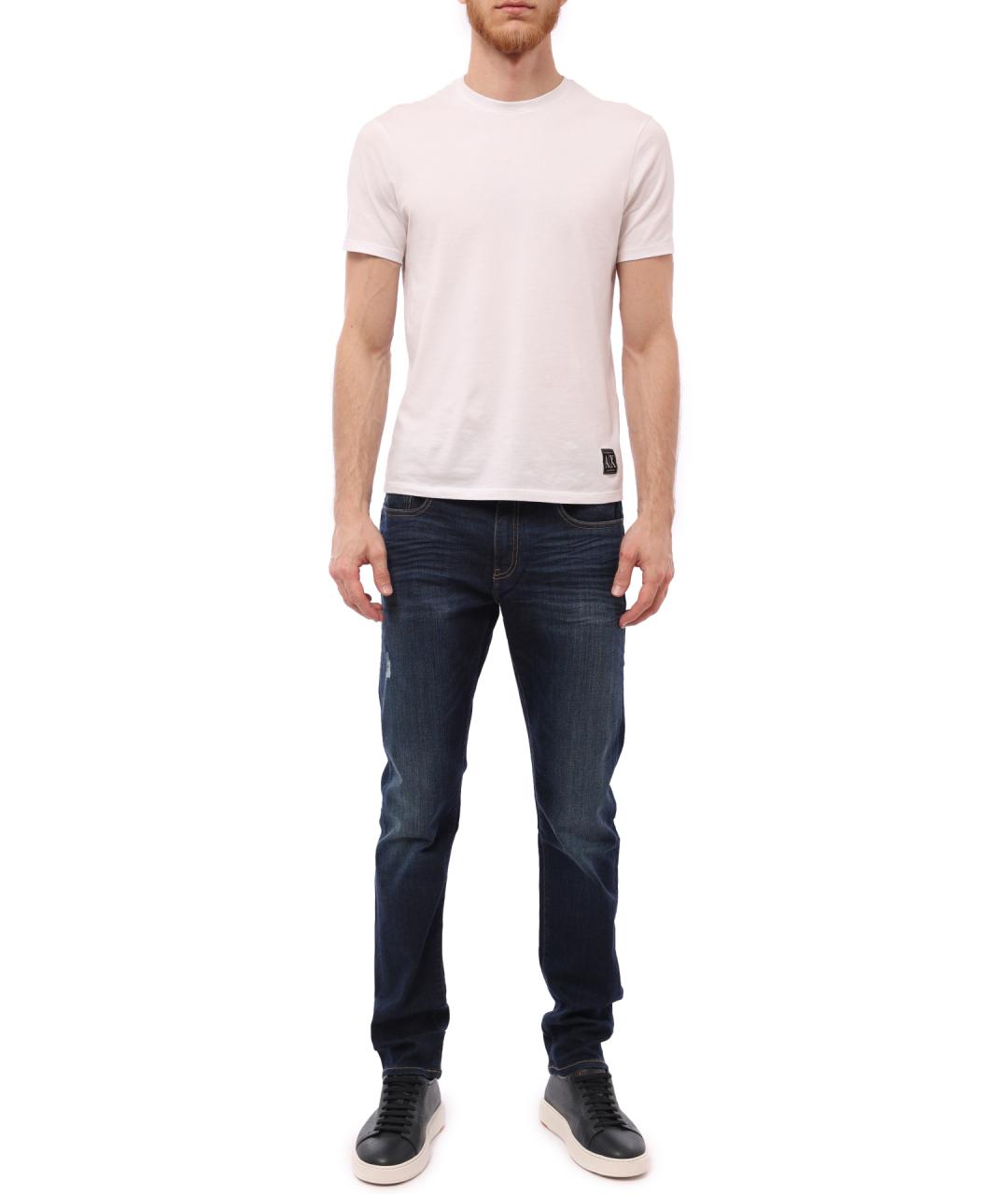 ARMANI EXCHANGE Синие хлопковые прямые джинсы, фото 5