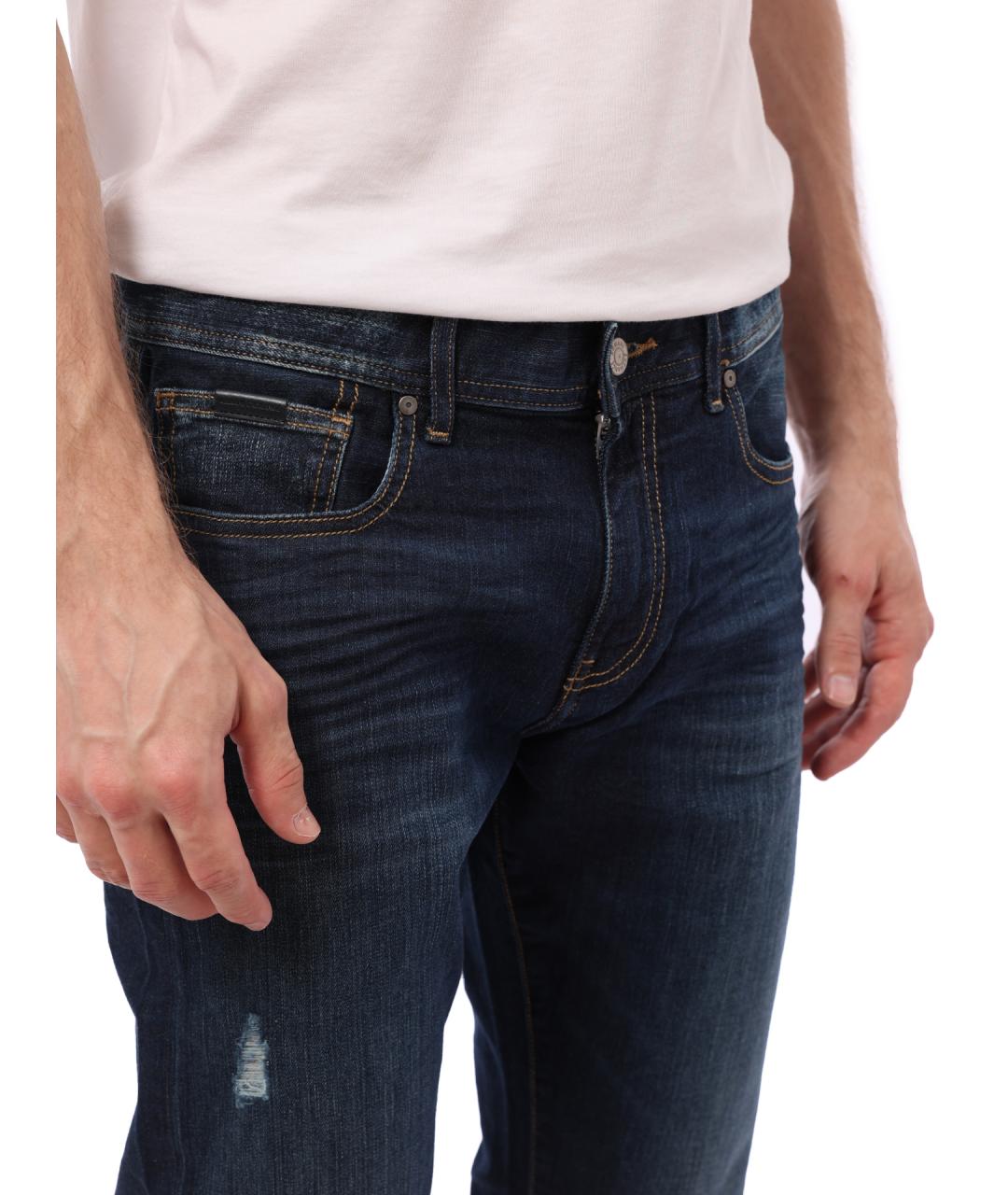 ARMANI EXCHANGE Синие хлопковые прямые джинсы, фото 4