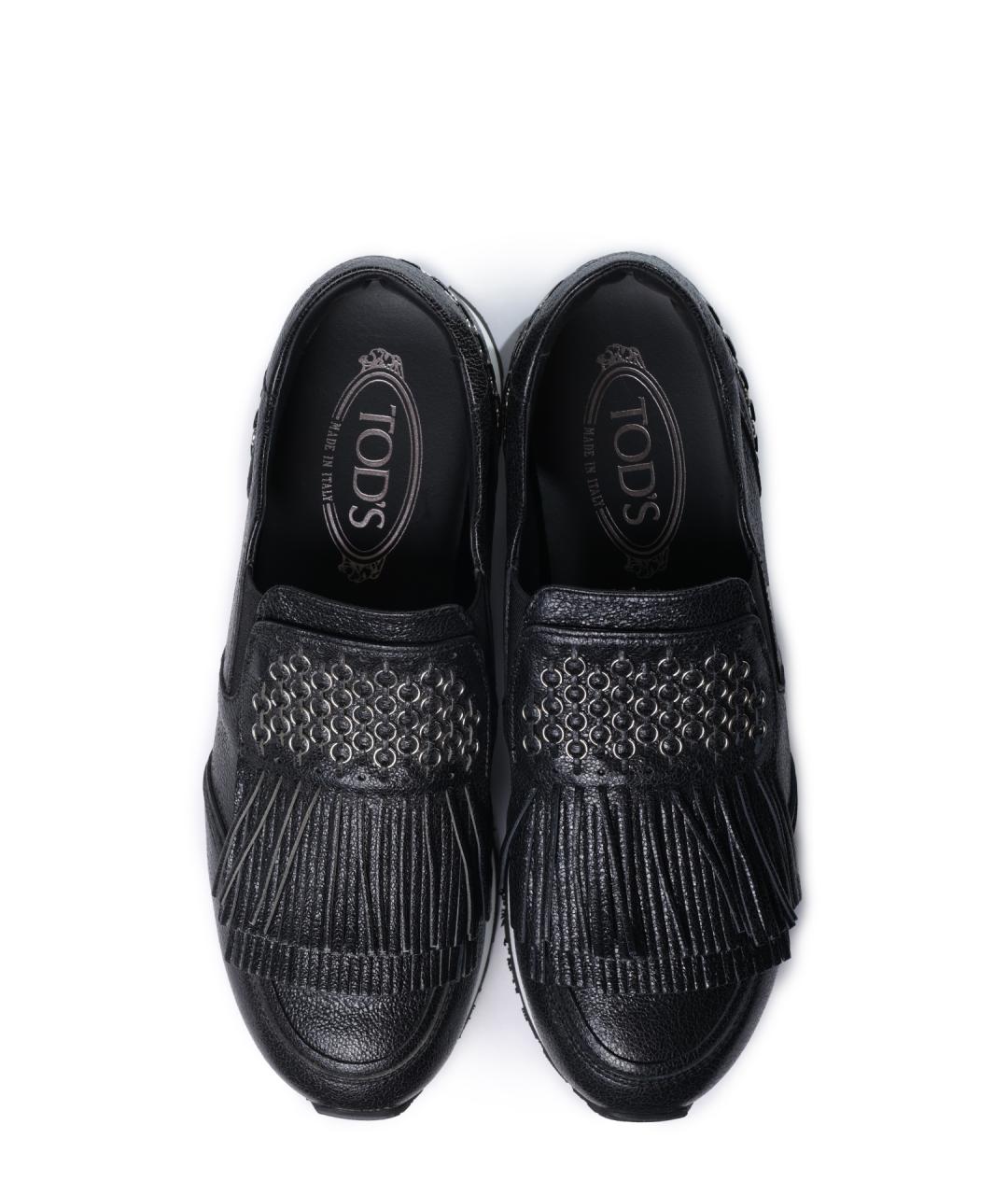 TOD'S Черные кожаные кроссовки, фото 5