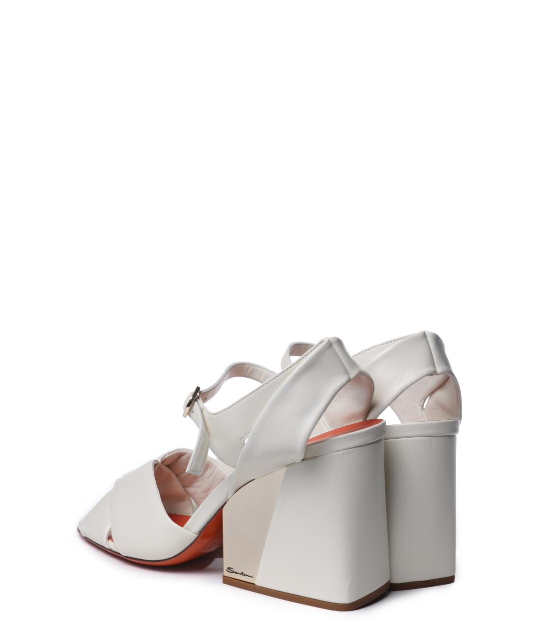 SANTONI Белые кожаные босоножки, фото 3