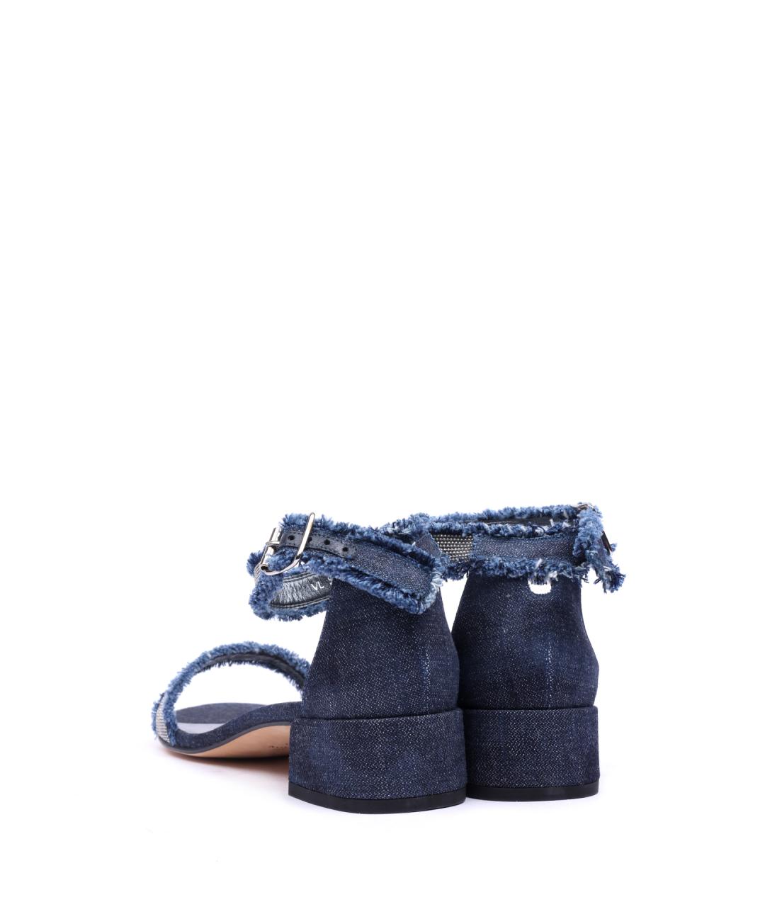 STUART WEITZMAN Синие текстильные босоножки, фото 3