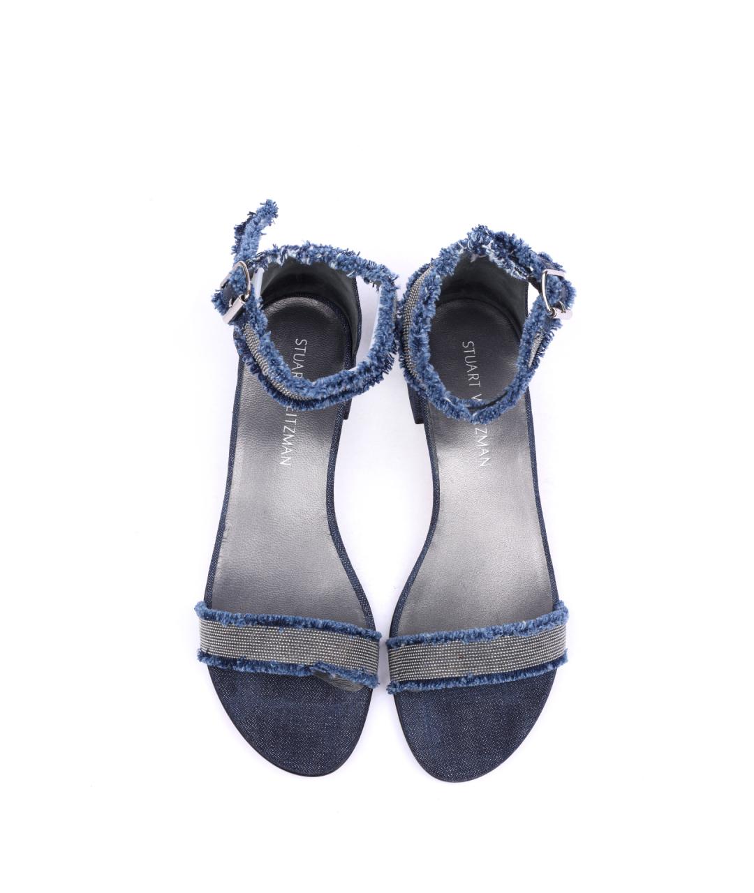 STUART WEITZMAN Синие текстильные босоножки, фото 4