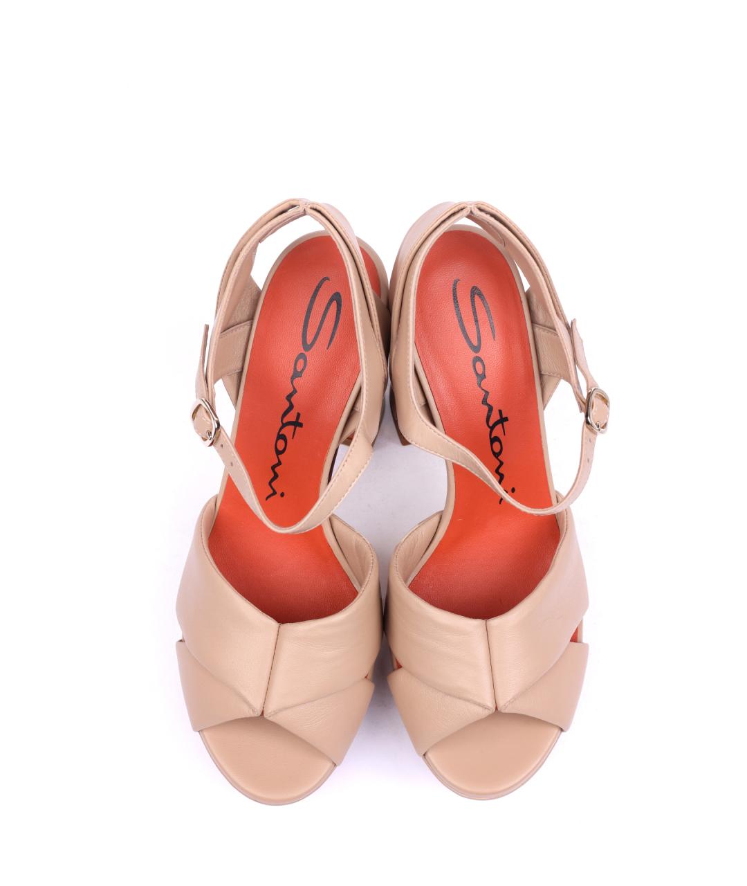 SANTONI Розовые кожаные босоножки, фото 4