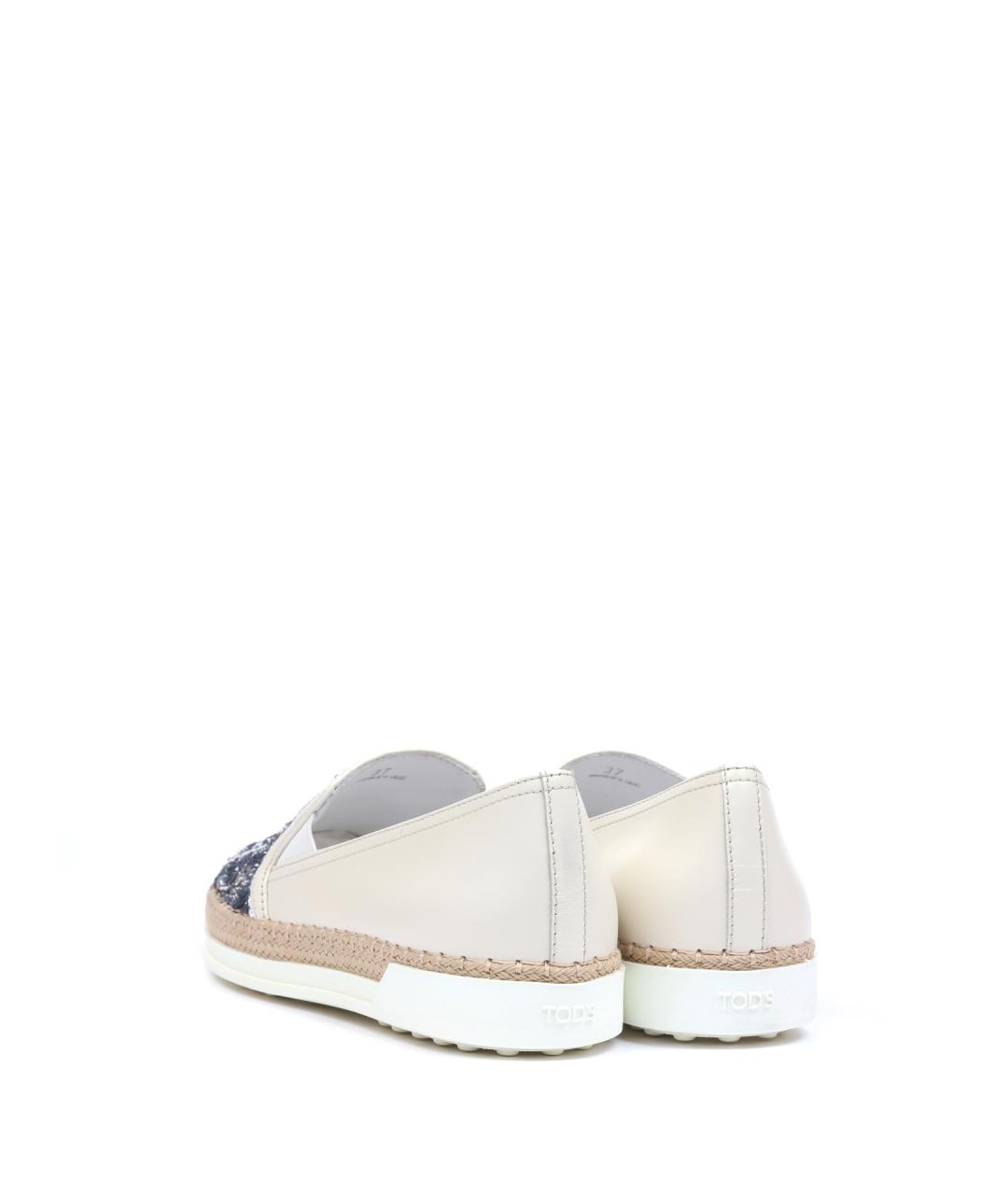 TOD'S Белые кожаные слипоны, фото 3