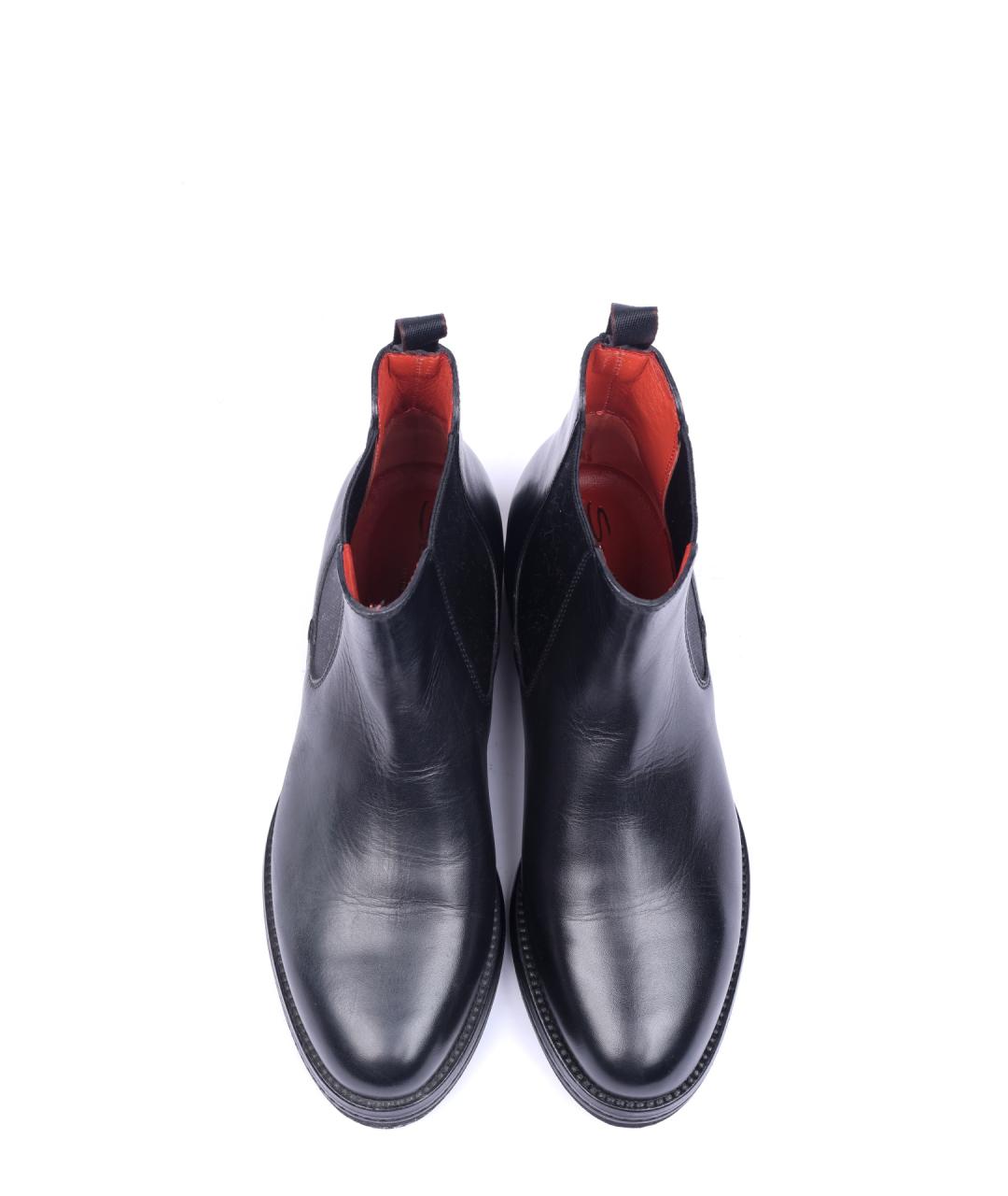 SANTONI Черные кожаные ботинки, фото 4