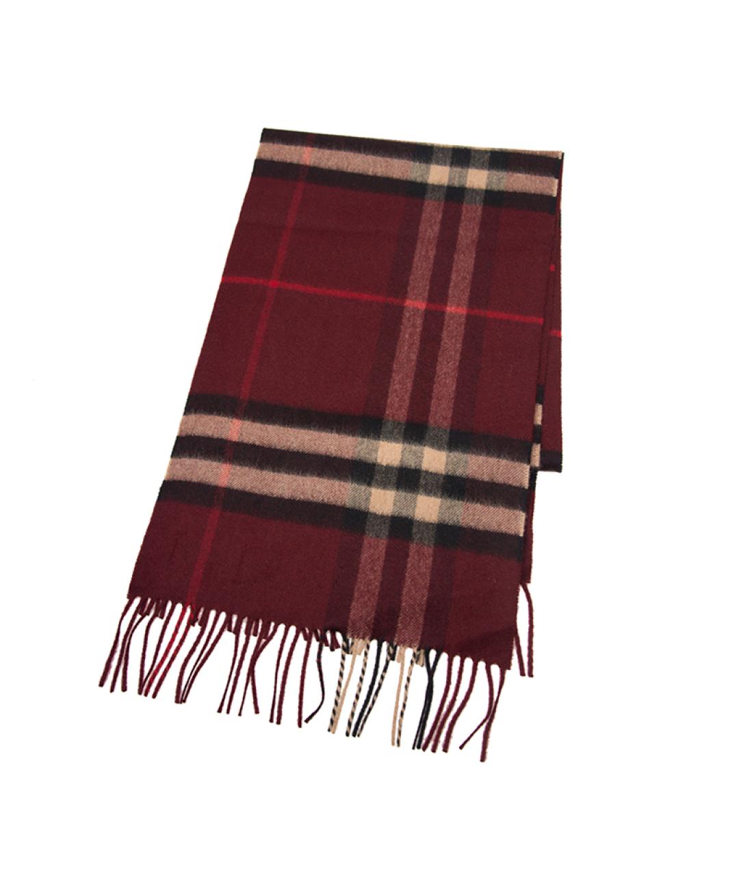 BURBERRY Бордовый кашемировый шарф, фото 1