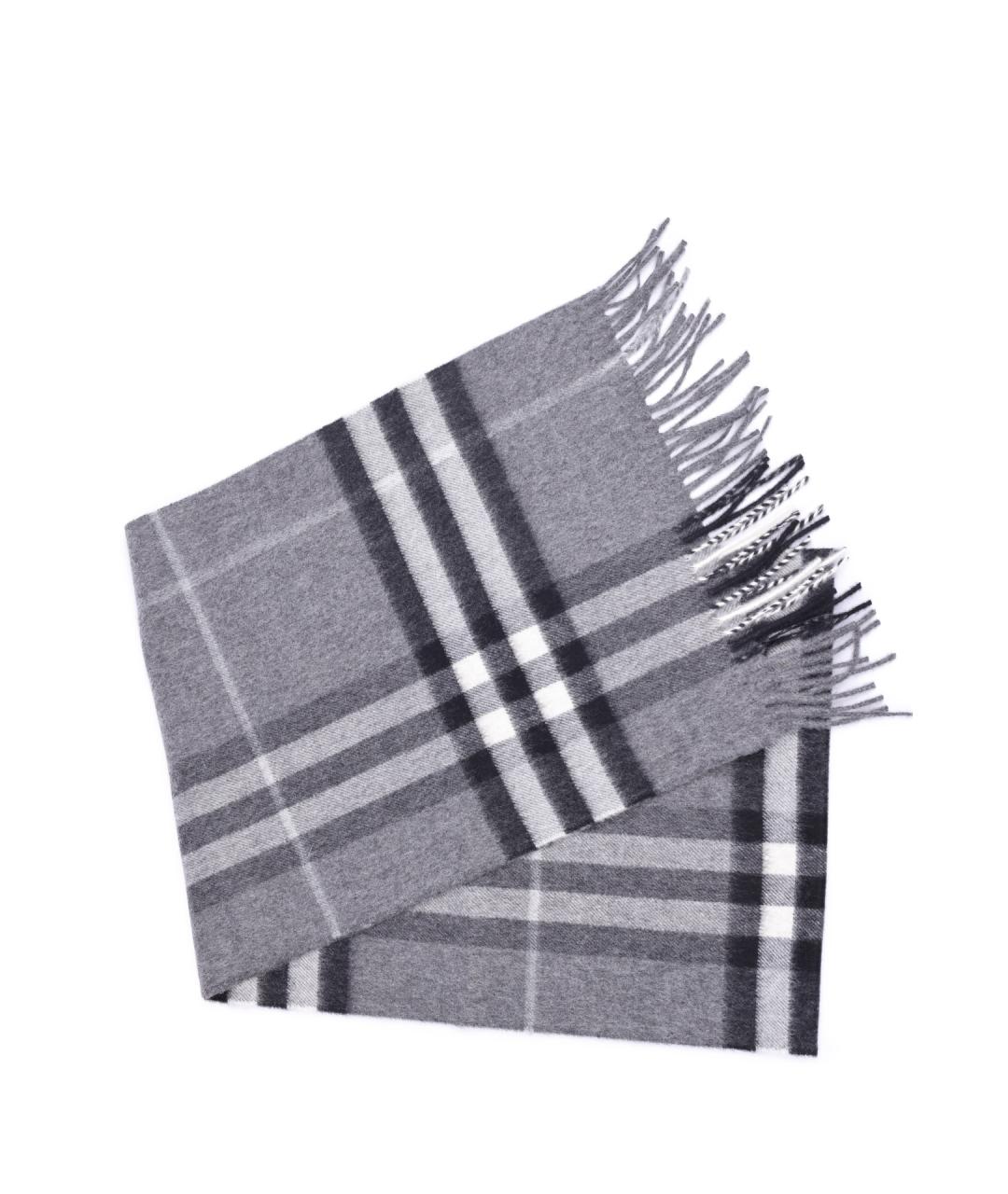 BURBERRY Серый кашемировый шарф, фото 1