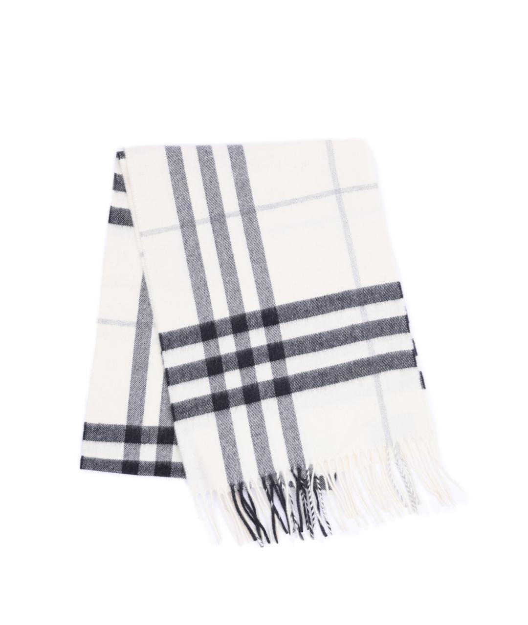 BURBERRY Белый кашемировый шарф, фото 1