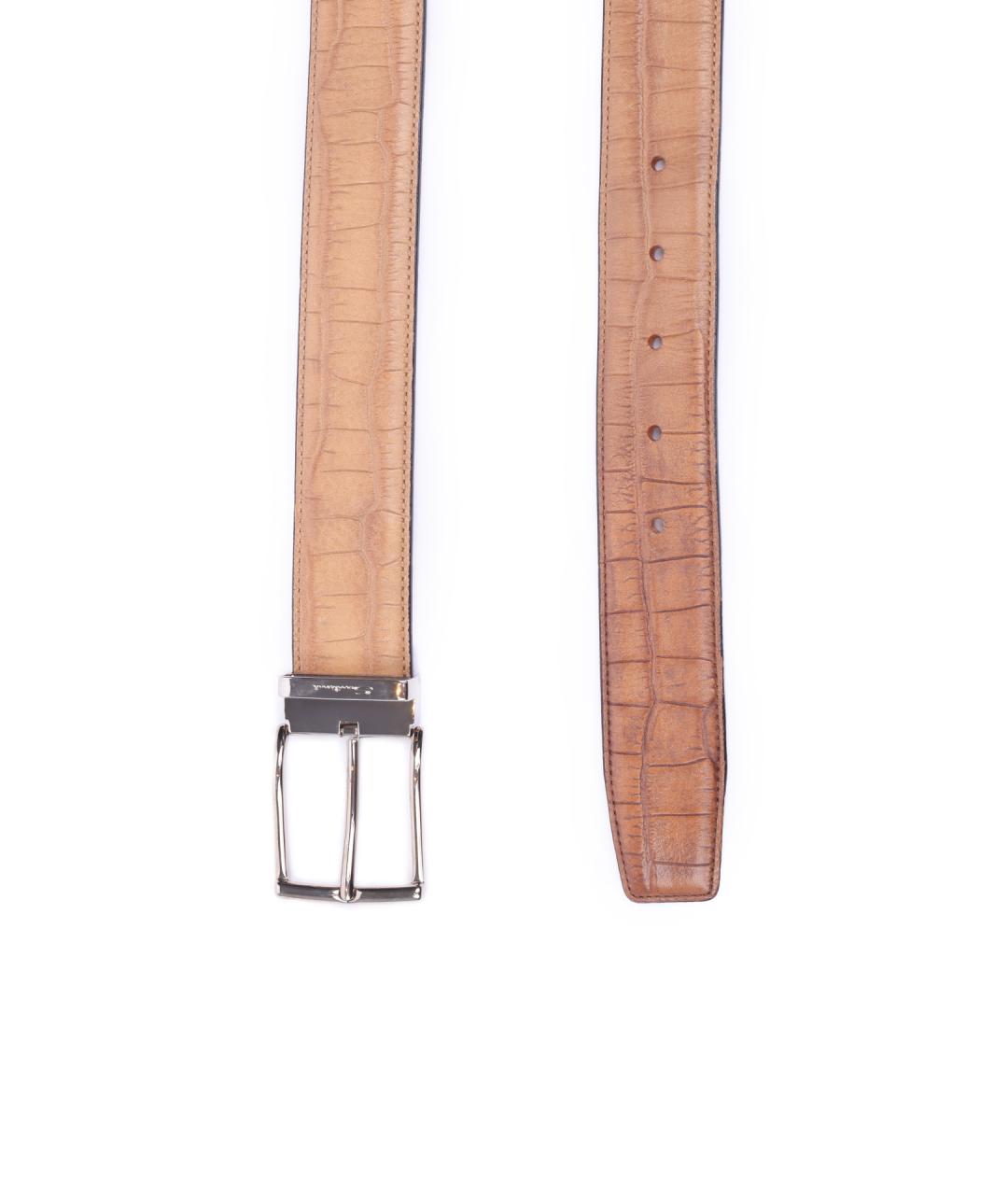 SANTONI Коричневый кожаный ремень, фото 2