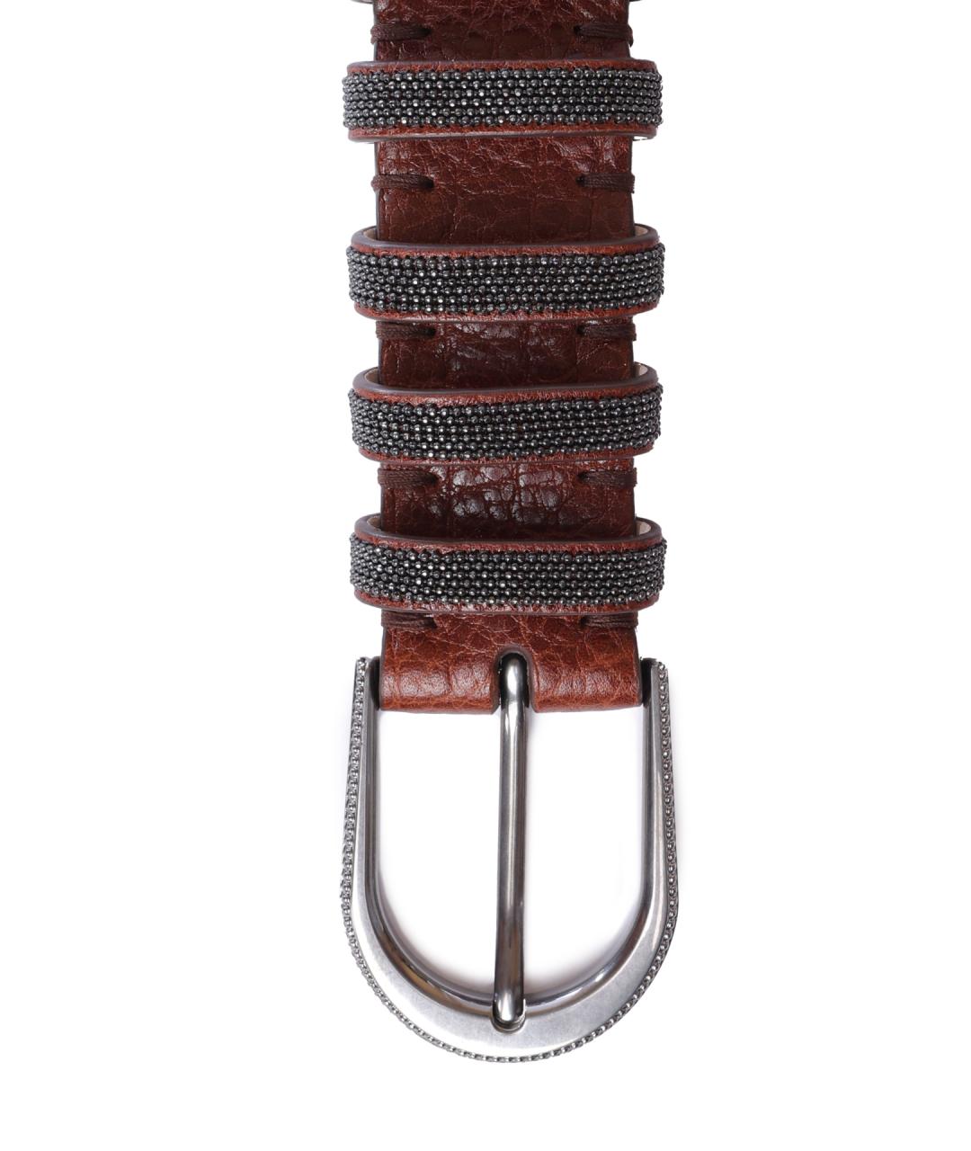 BRUNELLO CUCINELLI Коричневый кожаный ремень, фото 4