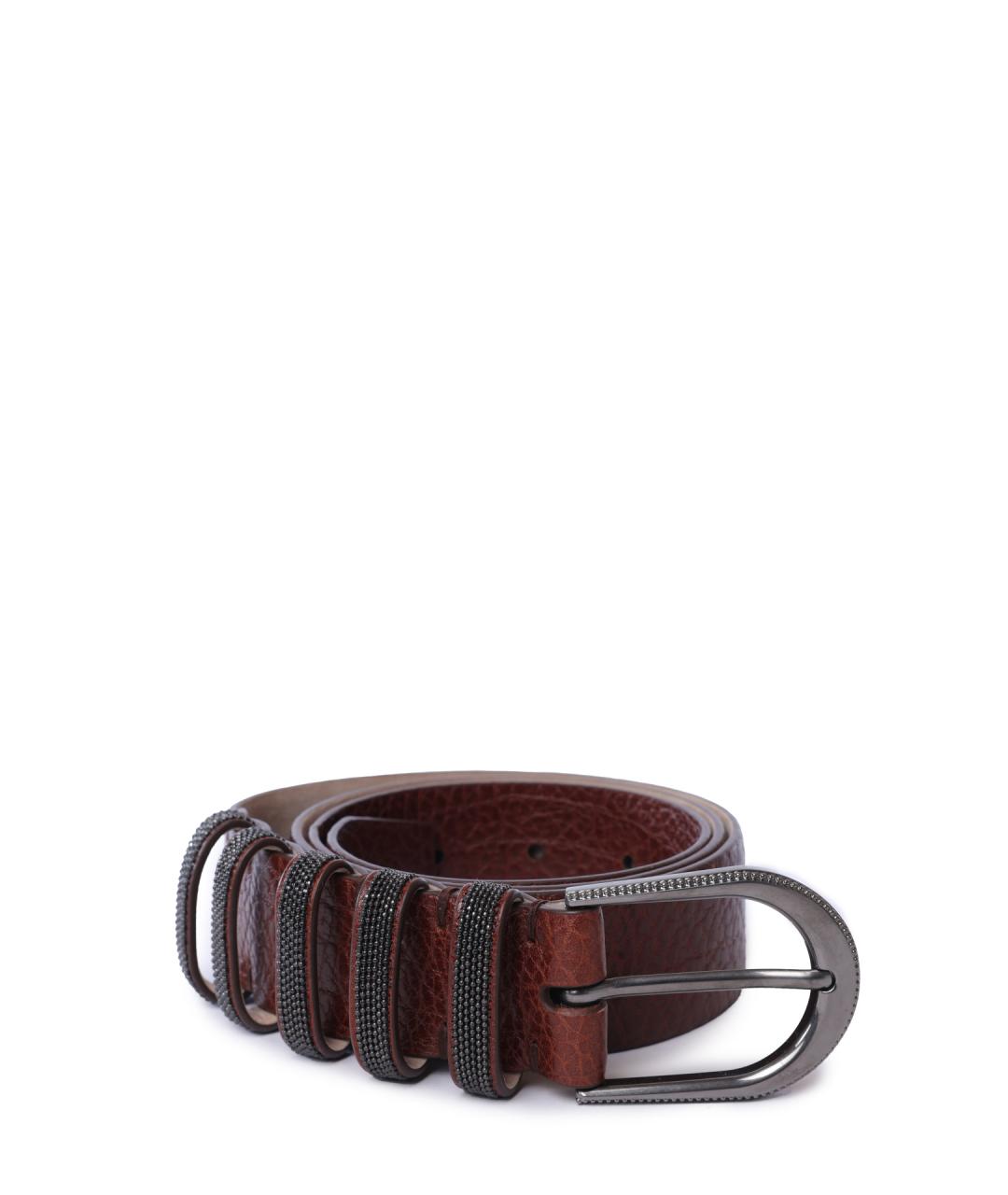 BRUNELLO CUCINELLI Коричневый кожаный ремень, фото 1
