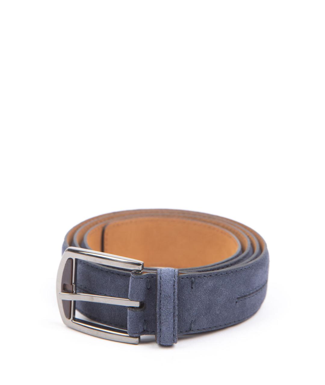 ZEGNA Голубой кожаный ремень, фото 1