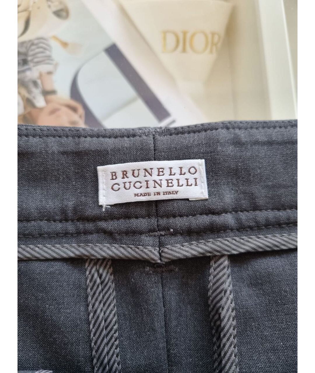 BRUNELLO CUCINELLI Антрацитовые прямые брюки, фото 3