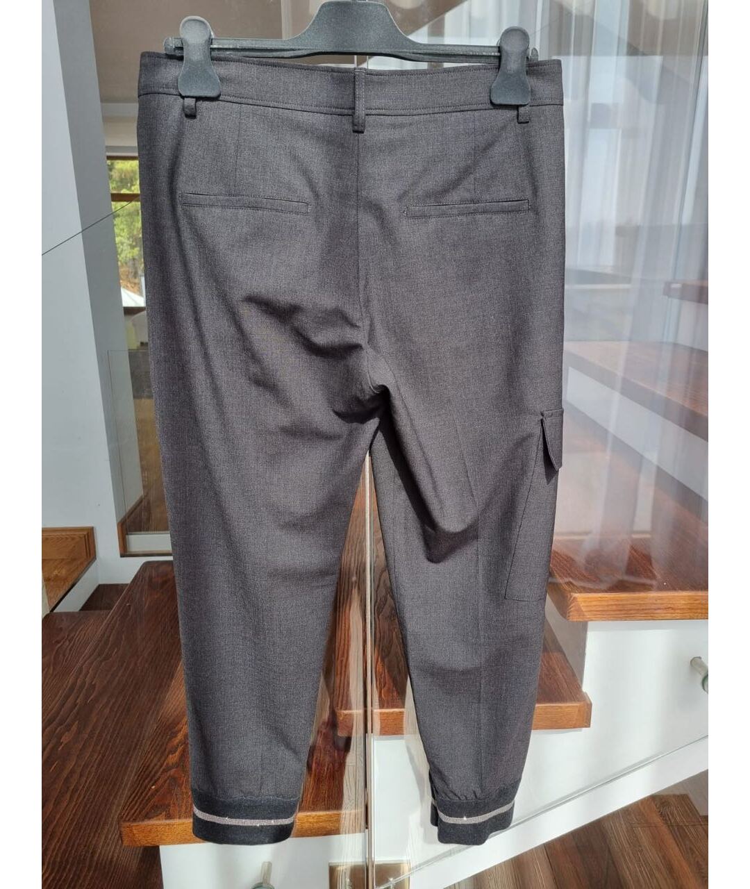 BRUNELLO CUCINELLI Антрацитовые прямые брюки, фото 2