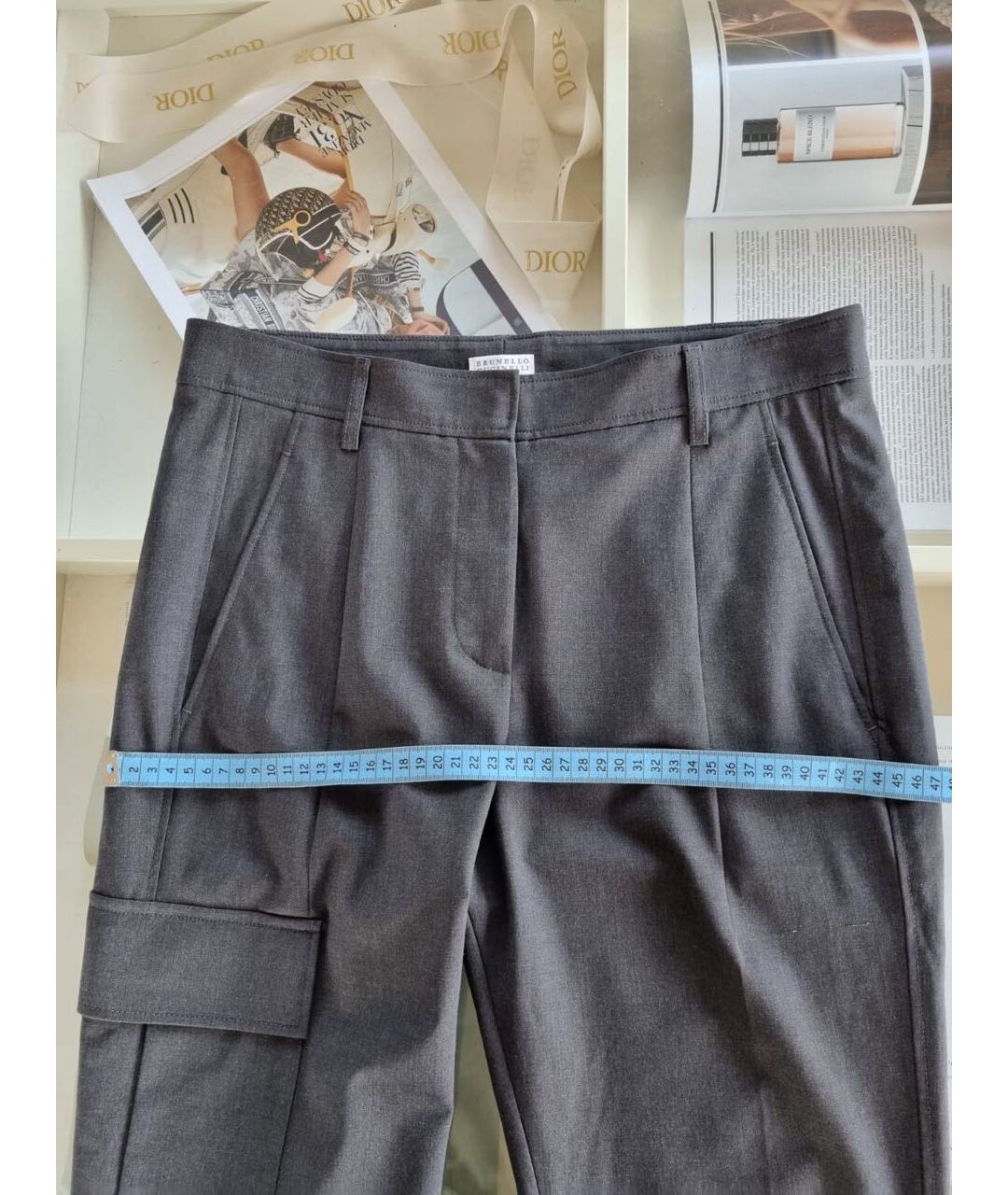 BRUNELLO CUCINELLI Антрацитовые прямые брюки, фото 7