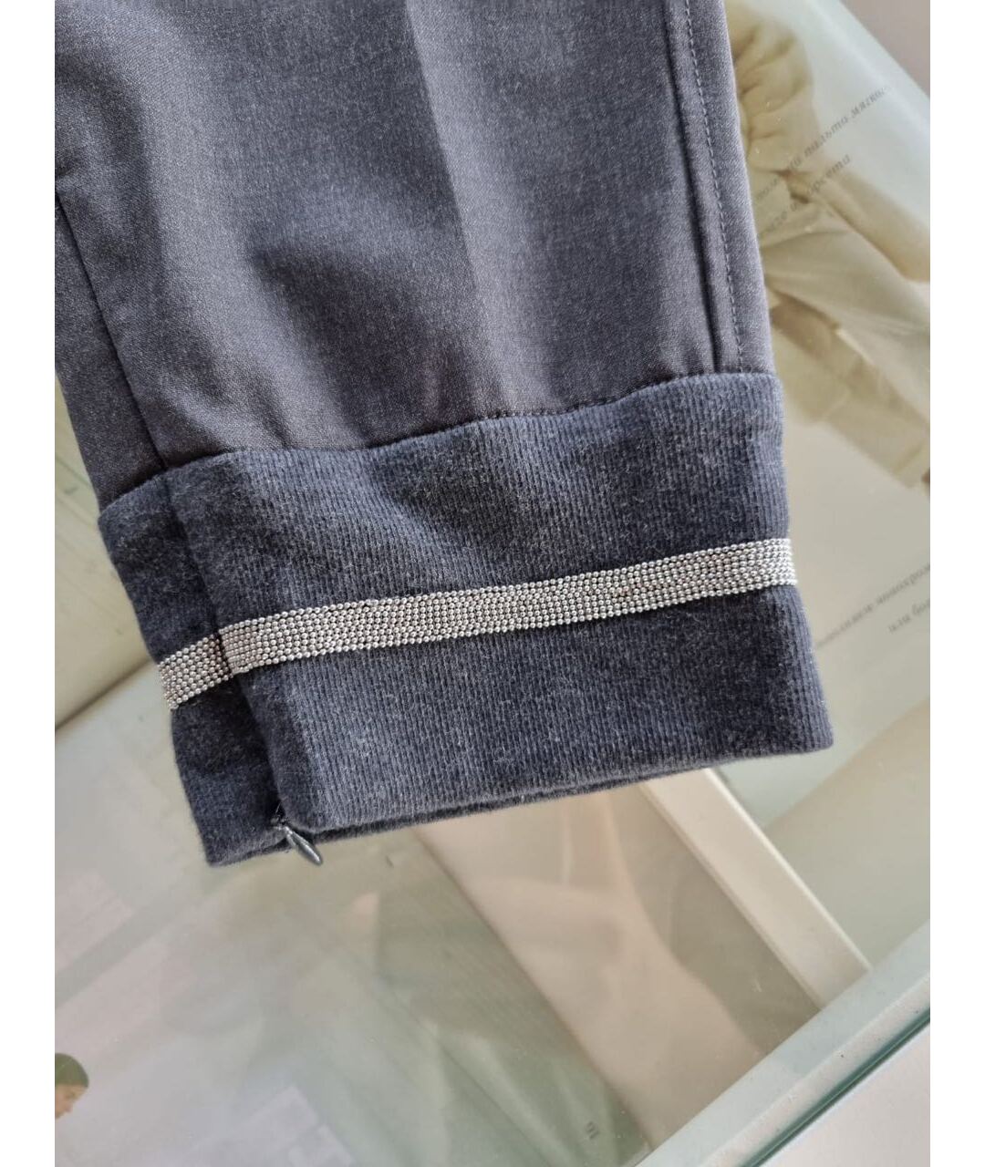 BRUNELLO CUCINELLI Антрацитовые прямые брюки, фото 8