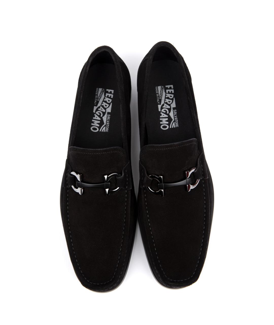 FERRAGAMO Черные замшевые лоферы, фото 4