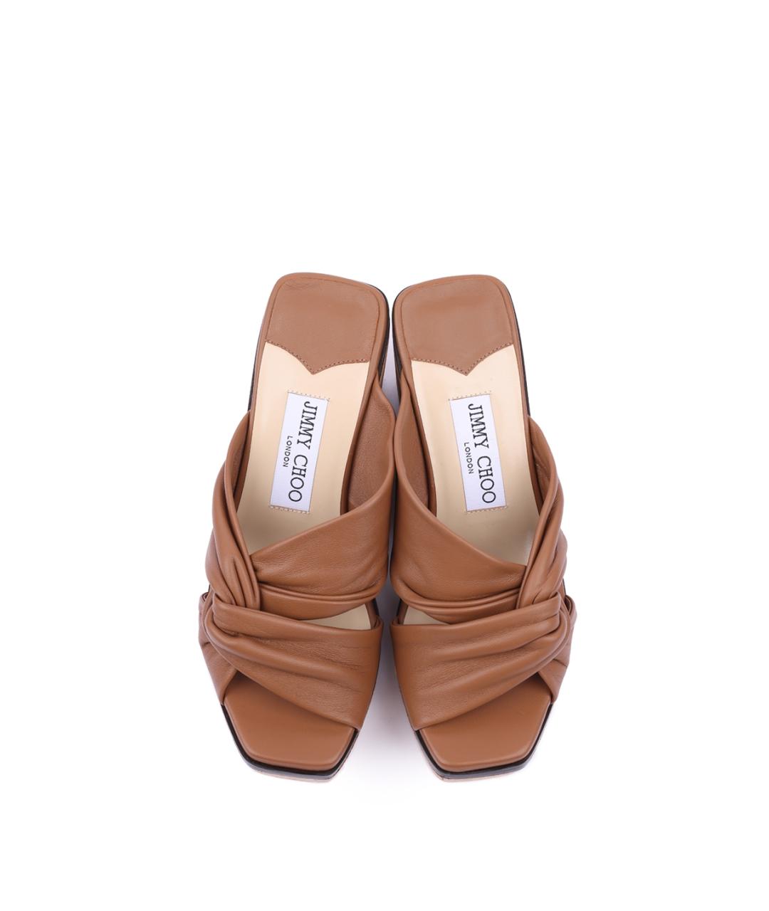 JIMMY CHOO Коричневые кожаные босоножки, фото 4