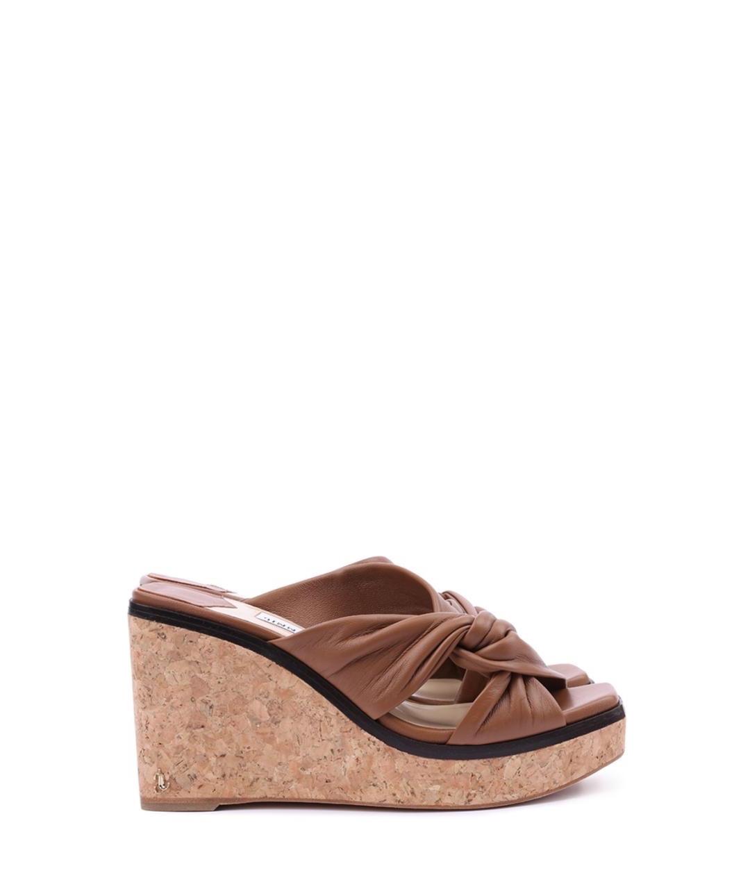 JIMMY CHOO Коричневые кожаные босоножки, фото 1