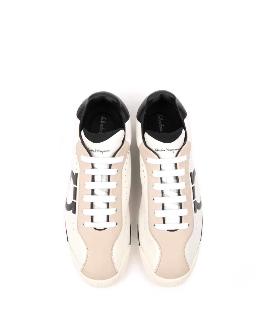 FERRAGAMO Белые кожаные низкие кроссовки / кеды, фото 4
