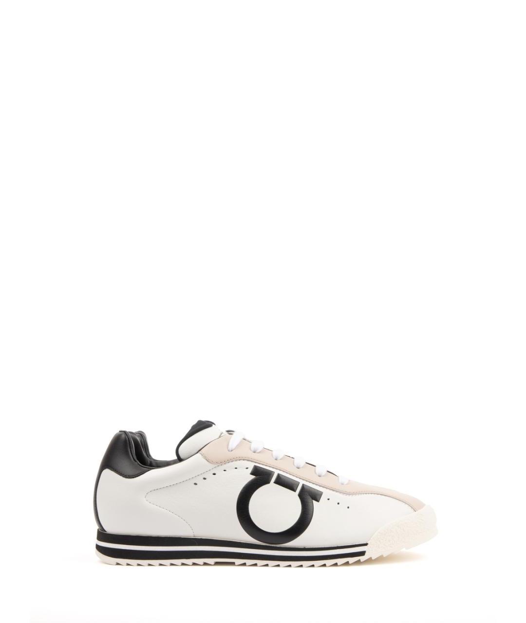 FERRAGAMO Белые кожаные низкие кроссовки / кеды, фото 1