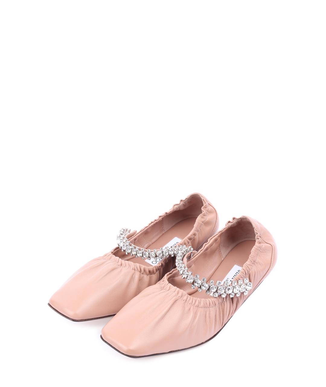 JIMMY CHOO Розовые кожаные балетки, фото 2