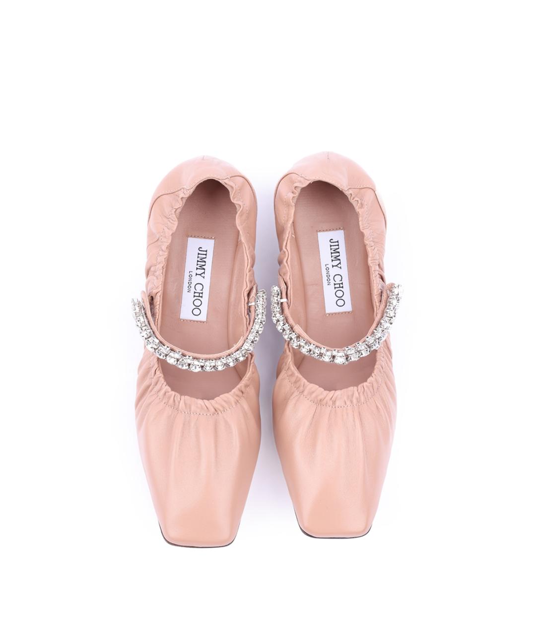 JIMMY CHOO Розовые кожаные балетки, фото 4