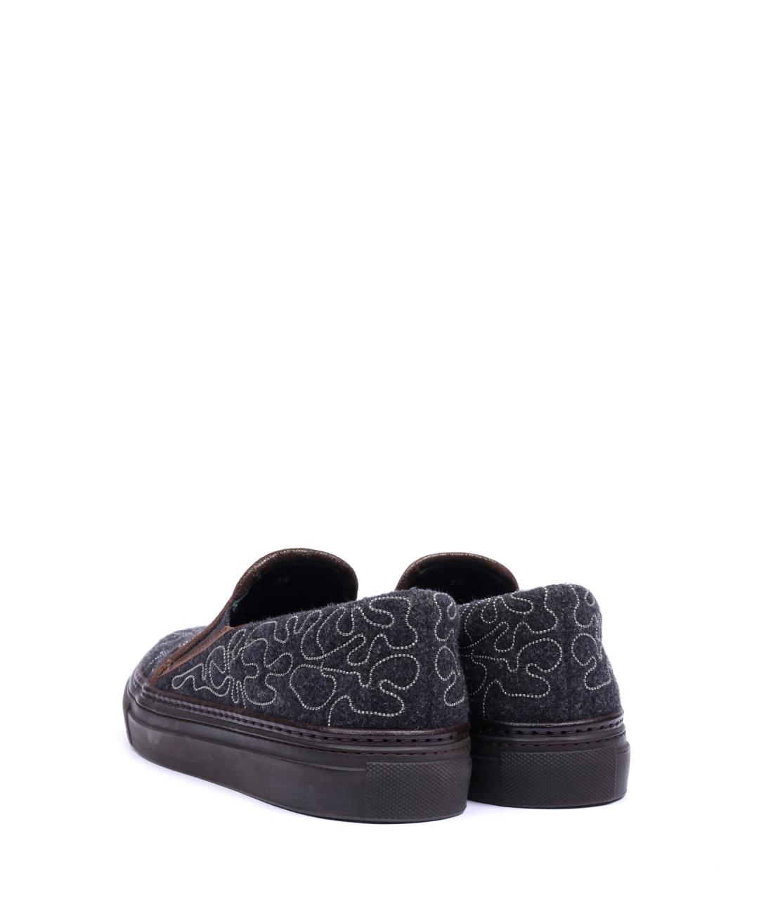 BRUNELLO CUCINELLI Серые текстильные слипоны, фото 3