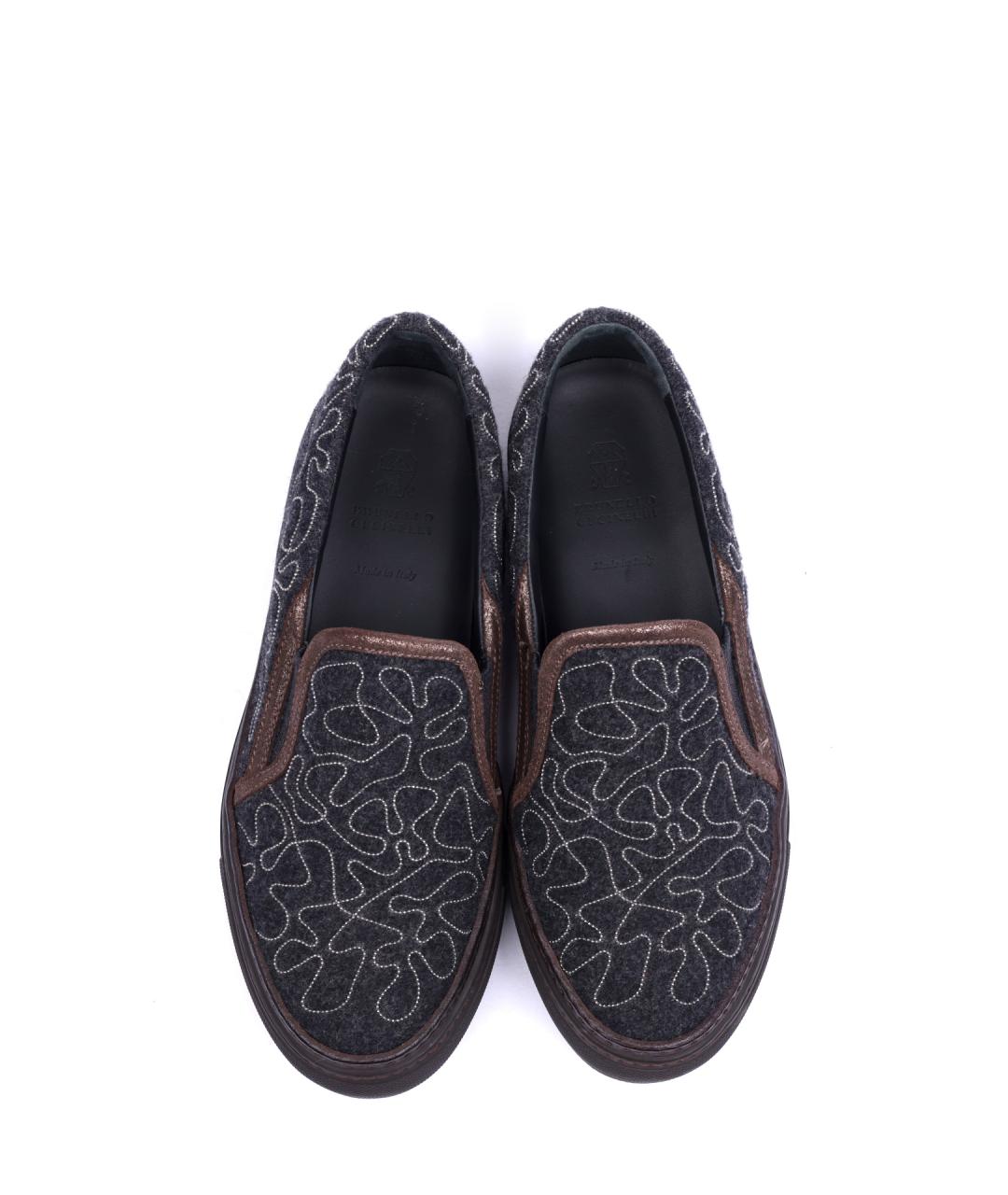 BRUNELLO CUCINELLI Серые текстильные слипоны, фото 4