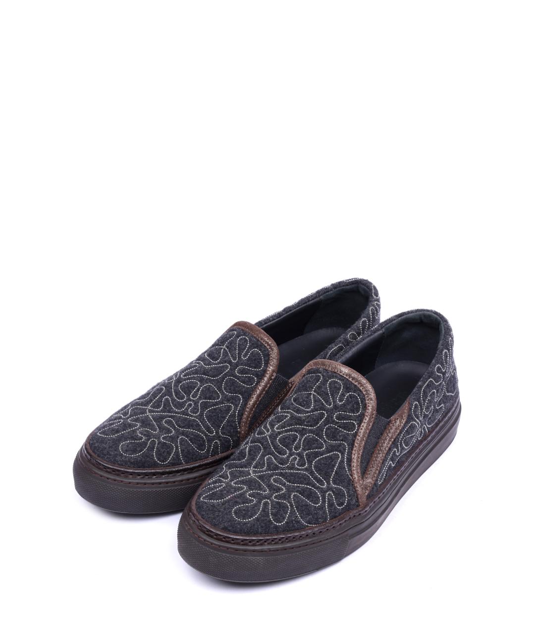 BRUNELLO CUCINELLI Серые текстильные слипоны, фото 2