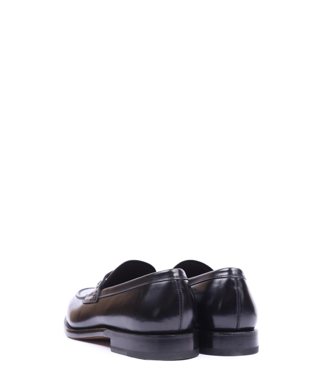 FERRAGAMO Черные кожаные лоферы, фото 3