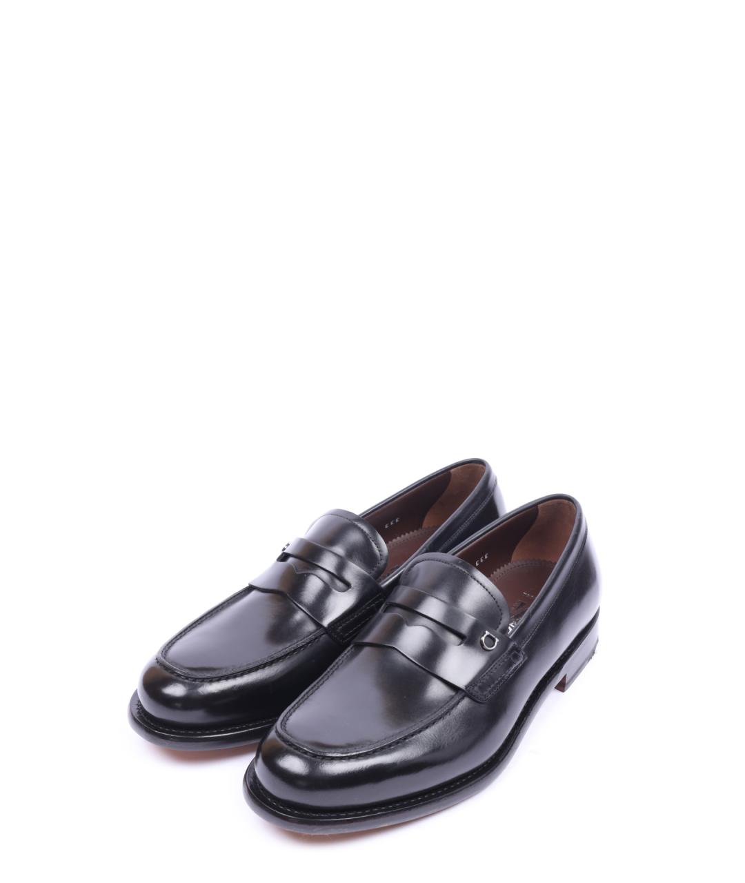 FERRAGAMO Черные кожаные лоферы, фото 2