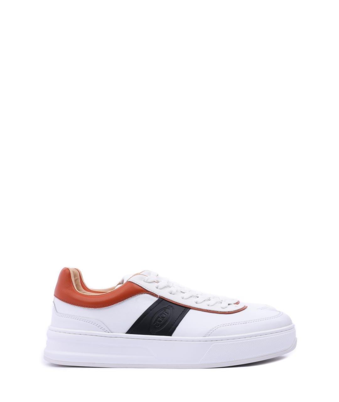 TOD'S Белые кожаные низкие кроссовки / кеды, фото 1