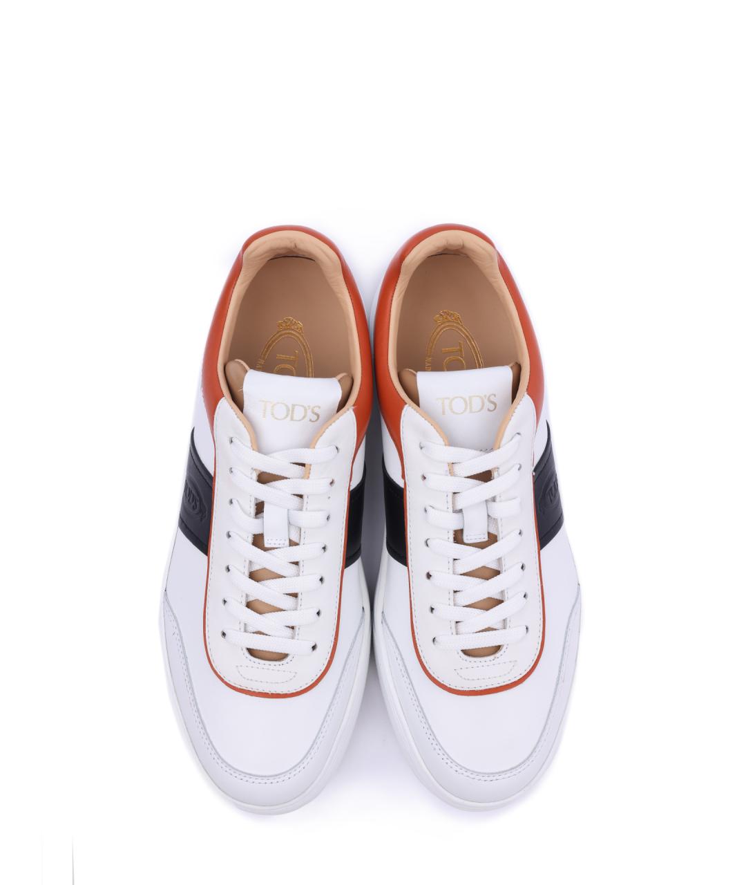 TOD'S Белые кожаные низкие кроссовки / кеды, фото 4