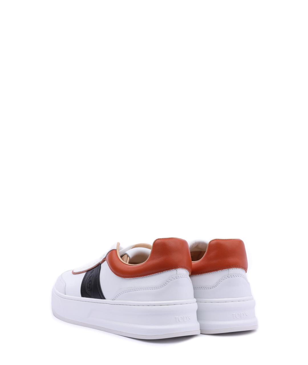 TOD'S Белые кожаные низкие кроссовки / кеды, фото 3