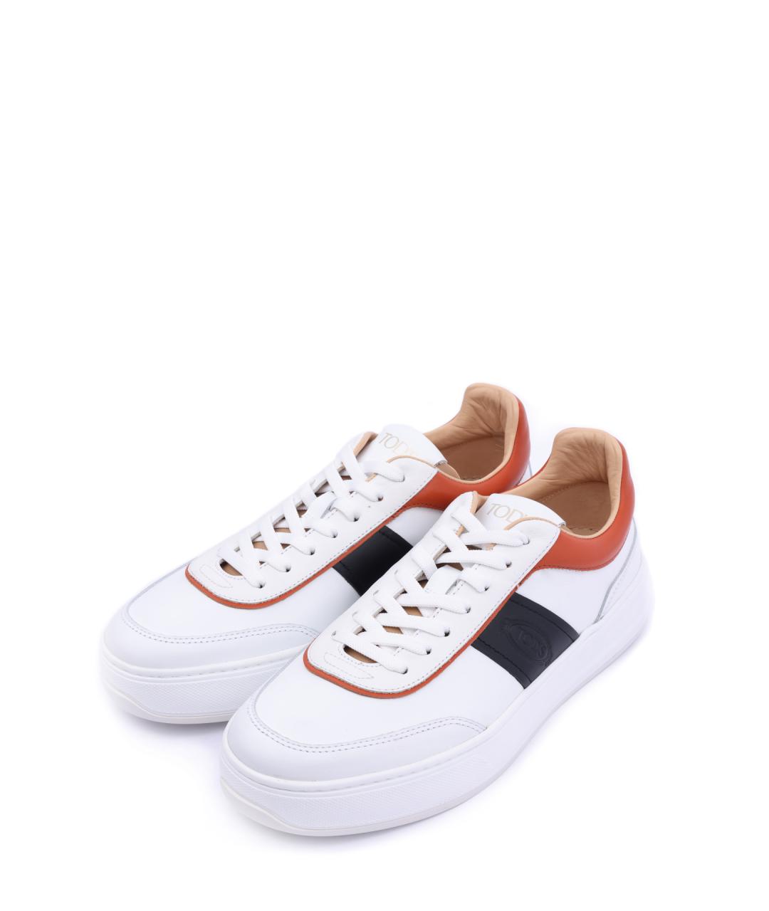 TOD'S Белые кожаные низкие кроссовки / кеды, фото 2