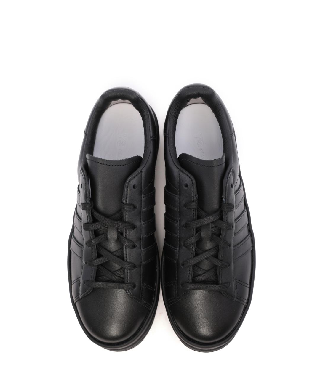 Y-3 Черные кожаные низкие кроссовки / кеды, фото 4
