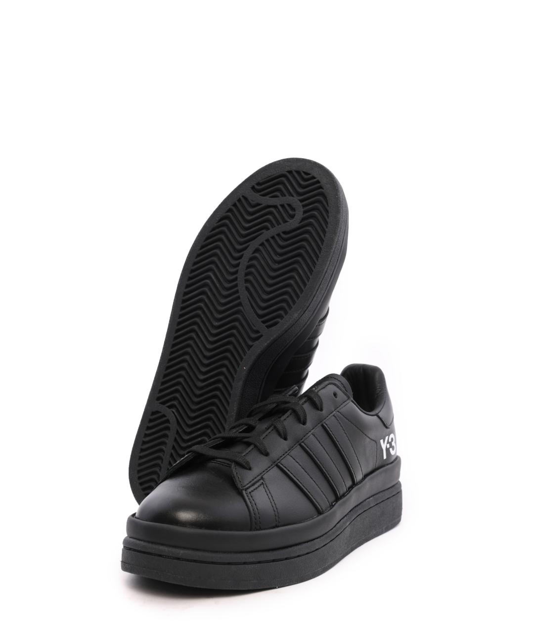 Y-3 Черные кожаные низкие кроссовки / кеды, фото 5