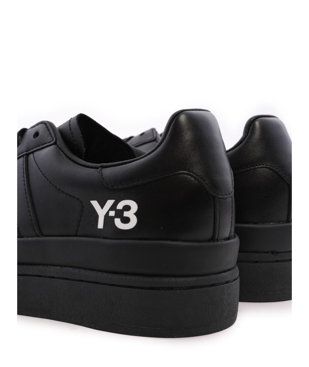 Y-3 Черные кожаные низкие кроссовки / кеды, фото 7