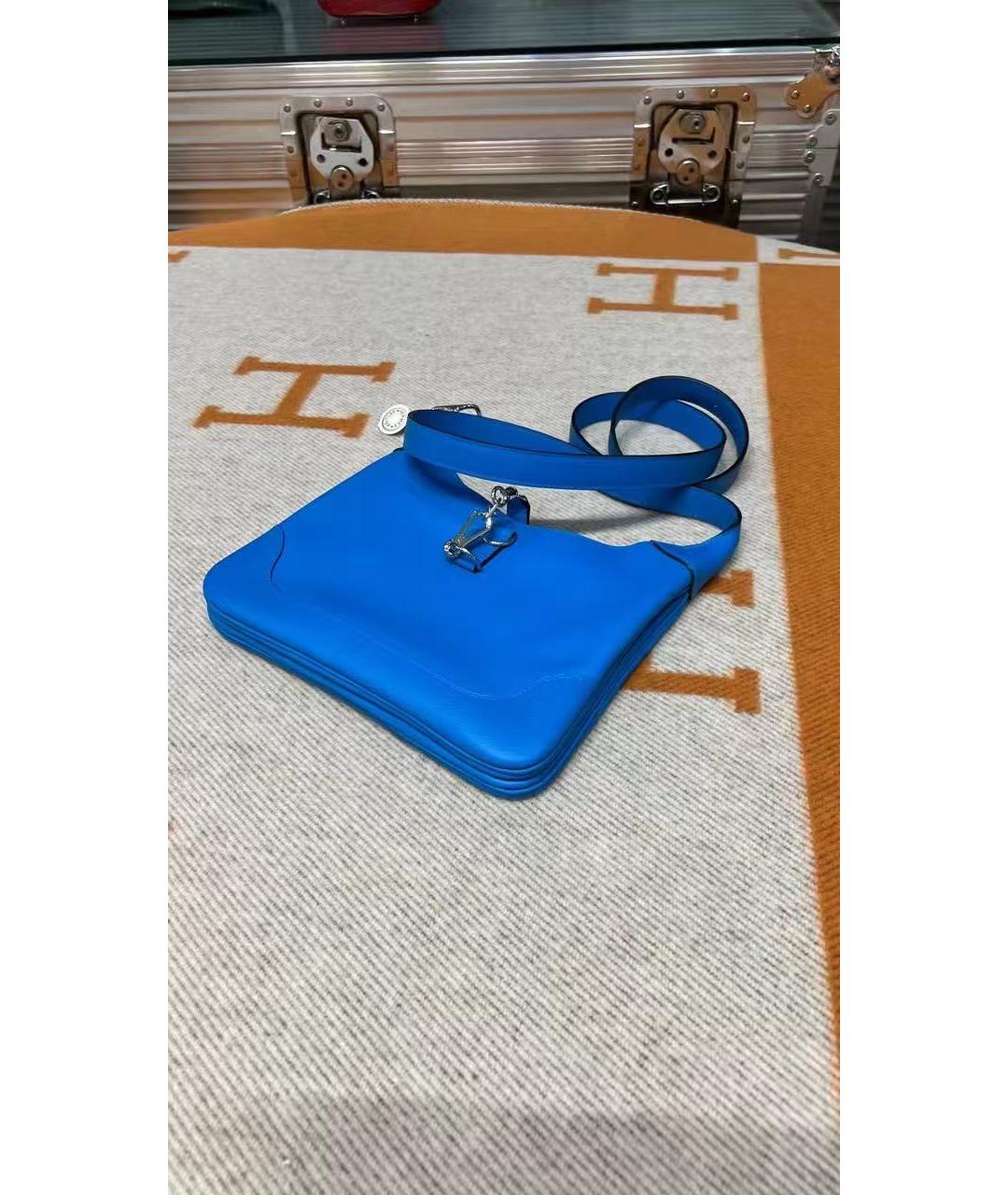 HERMES Голубая кожаная сумка через плечо, фото 3