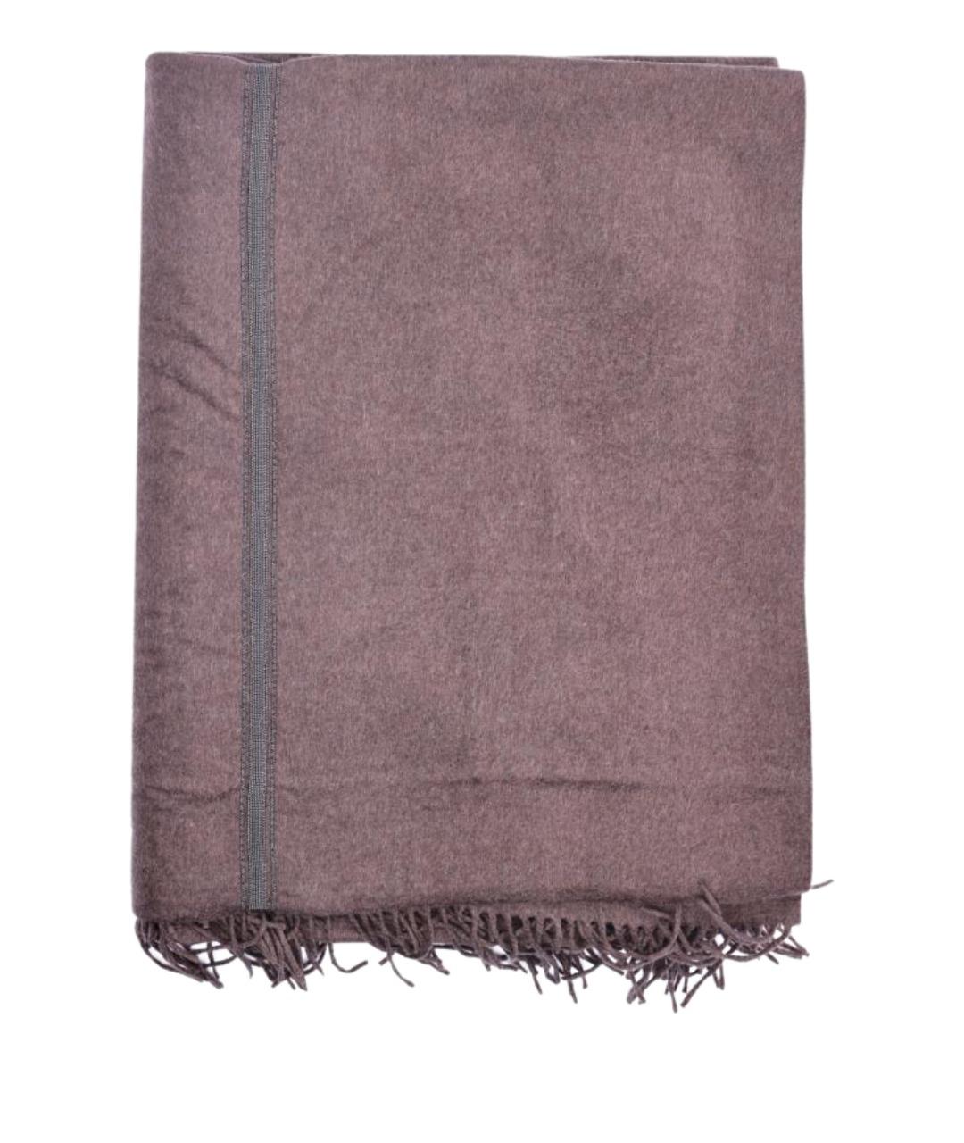 BRUNELLO CUCINELLI Коричневый кашемировый шарф, фото 1