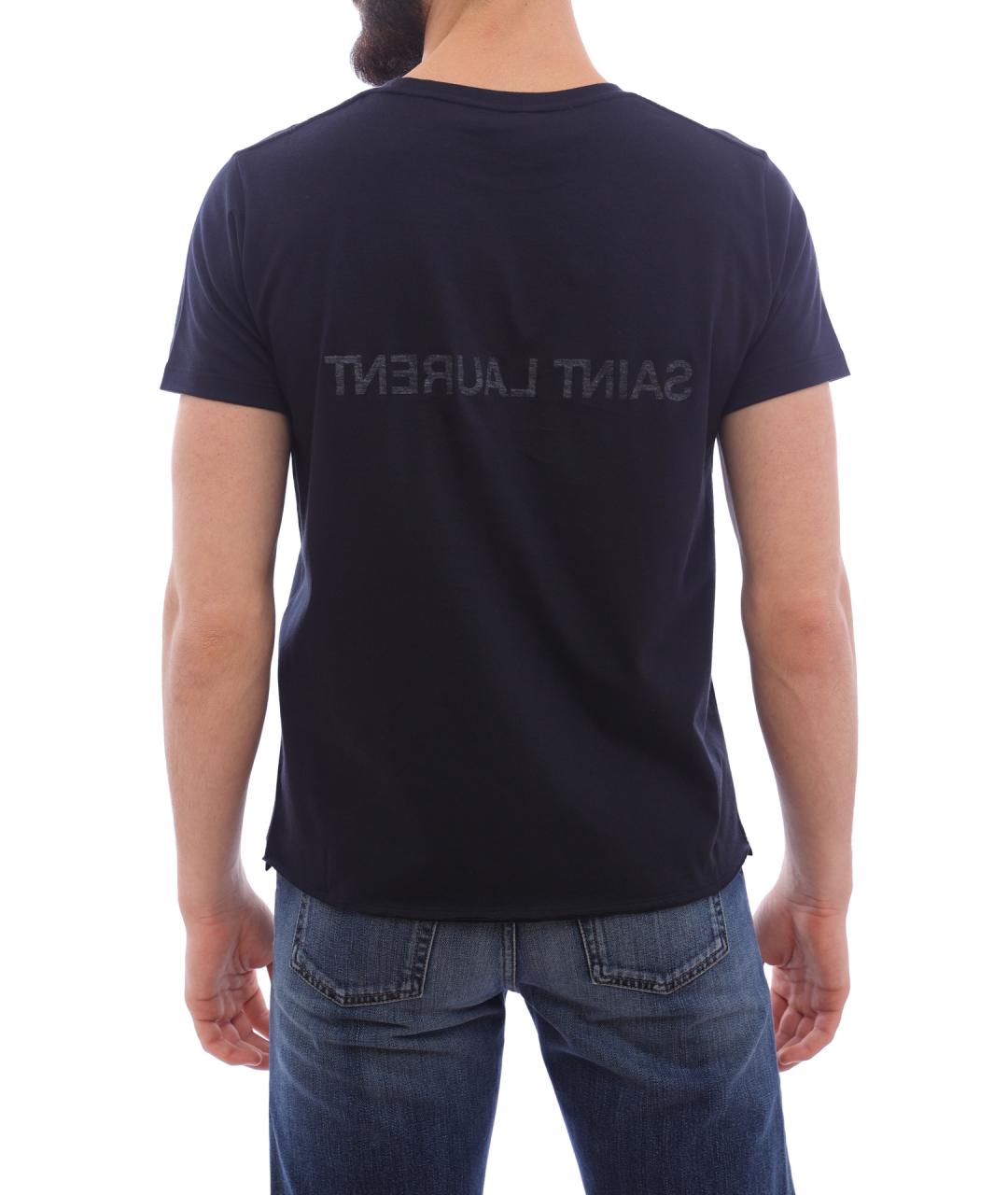 SAINT LAURENT Синяя хлопковая футболка, фото 6