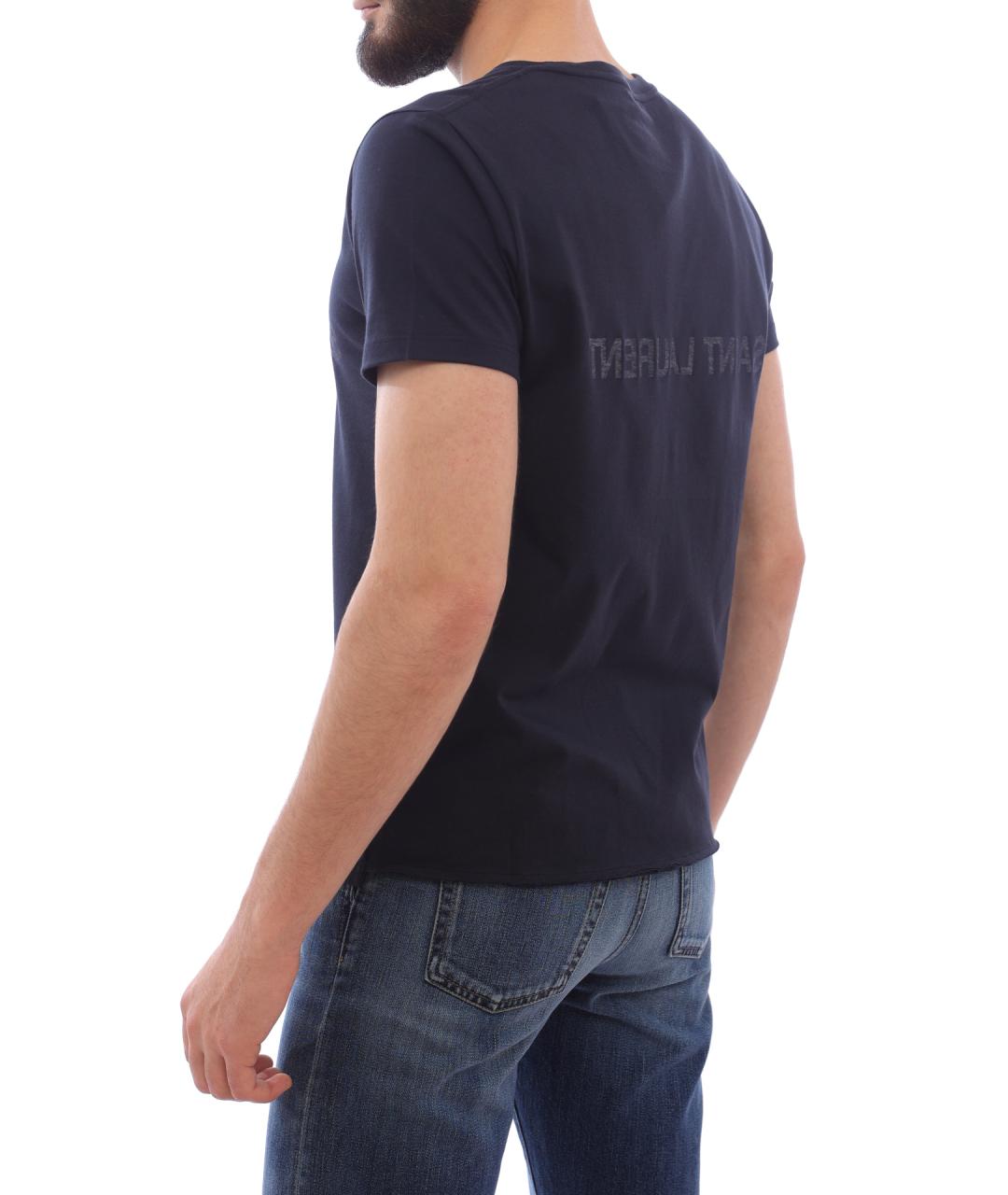 SAINT LAURENT Синяя хлопковая футболка, фото 4