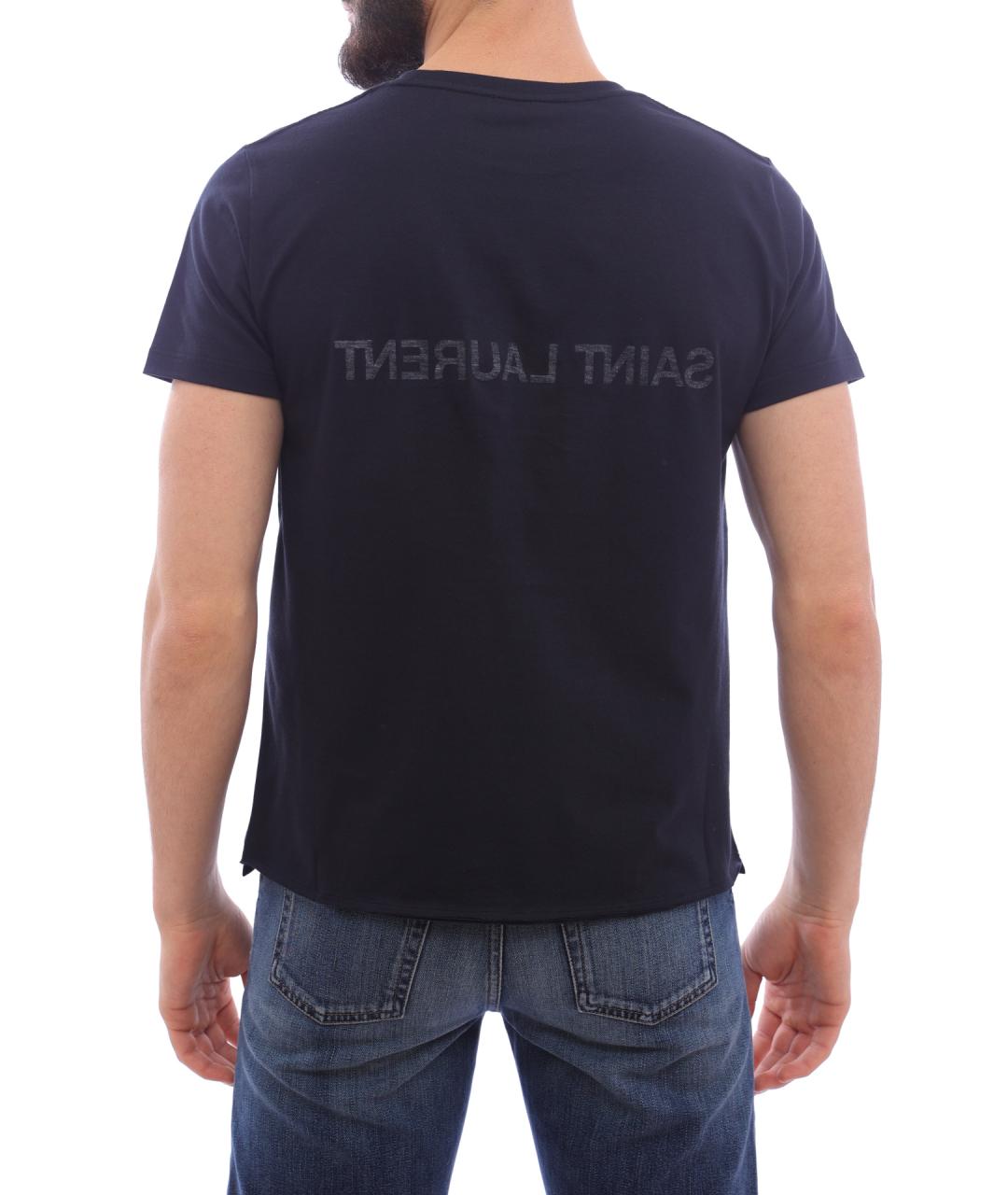 SAINT LAURENT Синяя хлопковая футболка, фото 5