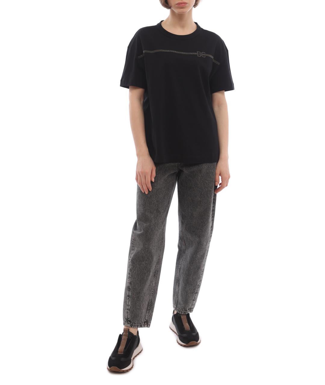 BRUNELLO CUCINELLI Черная хлопковая футболка, фото 2