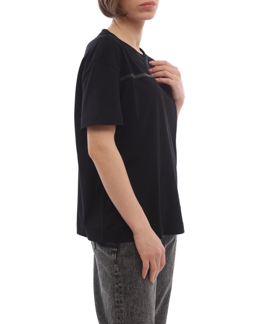 BRUNELLO CUCINELLI Черная хлопковая футболка, фото 5