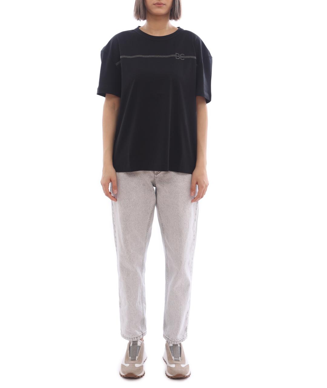 BRUNELLO CUCINELLI Черная хлопковая футболка, фото 2